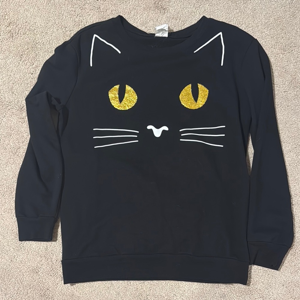 Spirit Black Cat Face Sweater